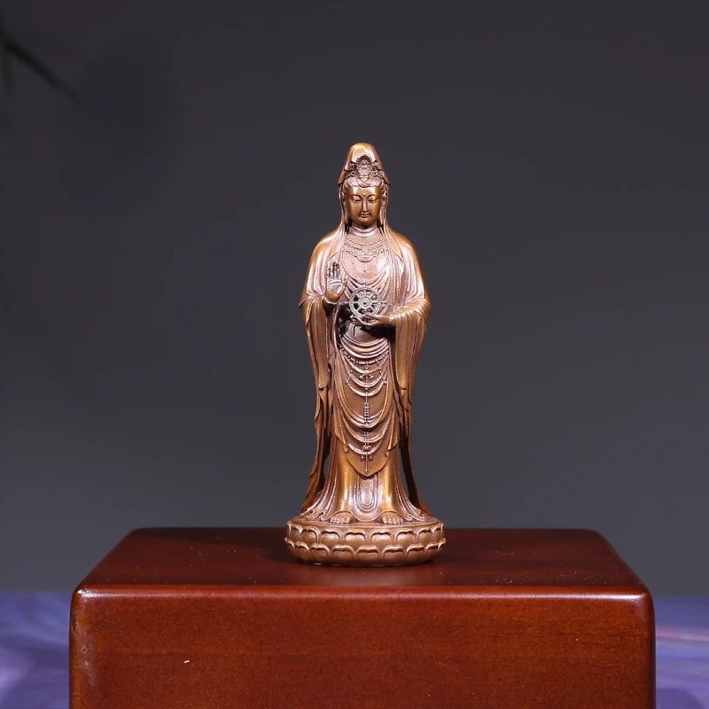 

South Sea Putuo Guanyin Bodhisattva Purple Copper Ornaments Standing Statue Bodhisattva Home Copper Buddha Statue