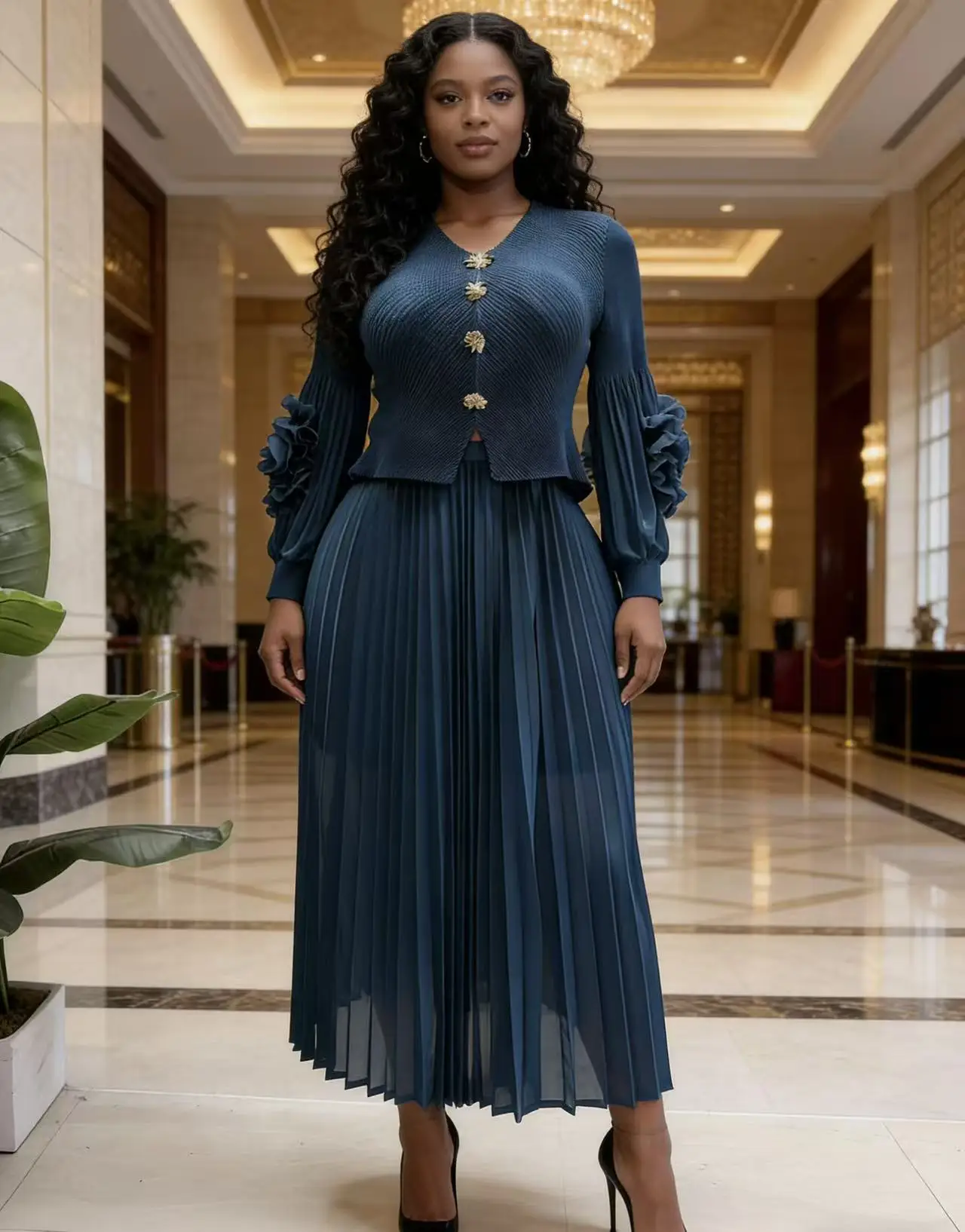 

Модный и элегантный плиссированный костюм Miyake с эффектом рыбьей чешуи, женский высококачественный тонкий плиссированный свободный комплект из двух предметов, новинка весны 2026 года