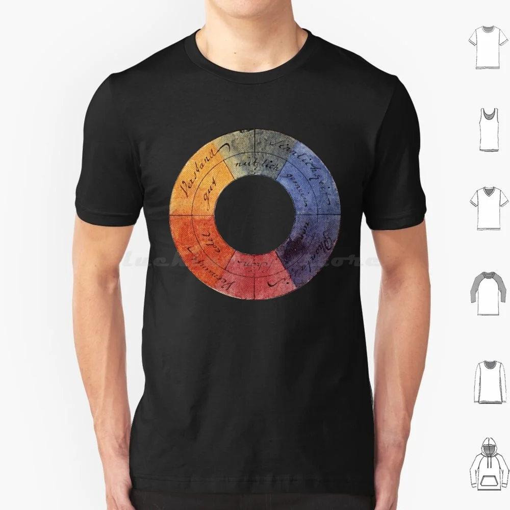 Colour Wheel Theory Of Colours By Goethe T Shirt Big Size 100% Cotton Goethe Colour Wheel Color Wheel Rainbow Spectrum Light