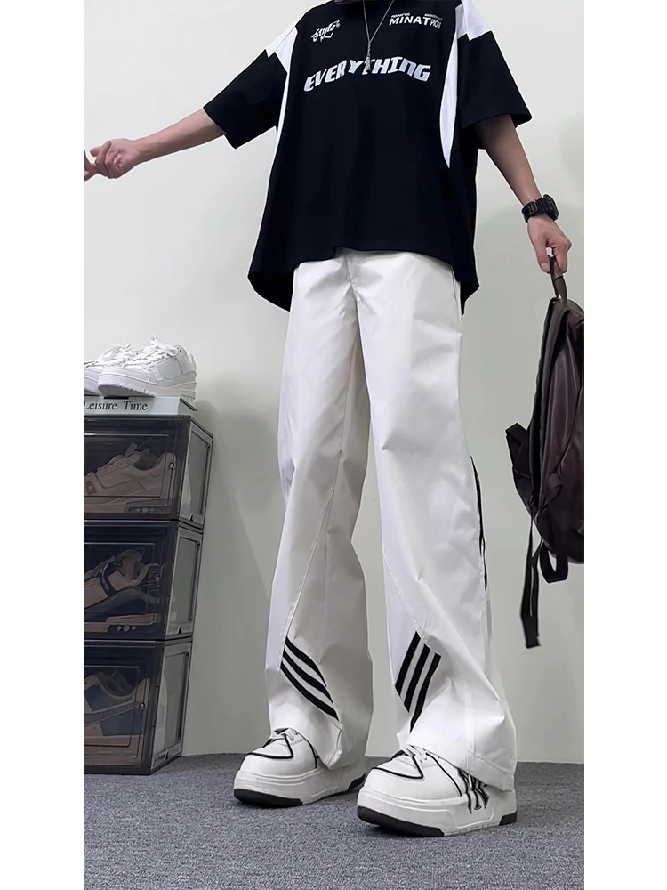 

Men's Sport Pants Tee Stripe Casual Spring Autumn Hiking Waterproof Loose Leggings Leisure Flared Pants Polyester Fiber