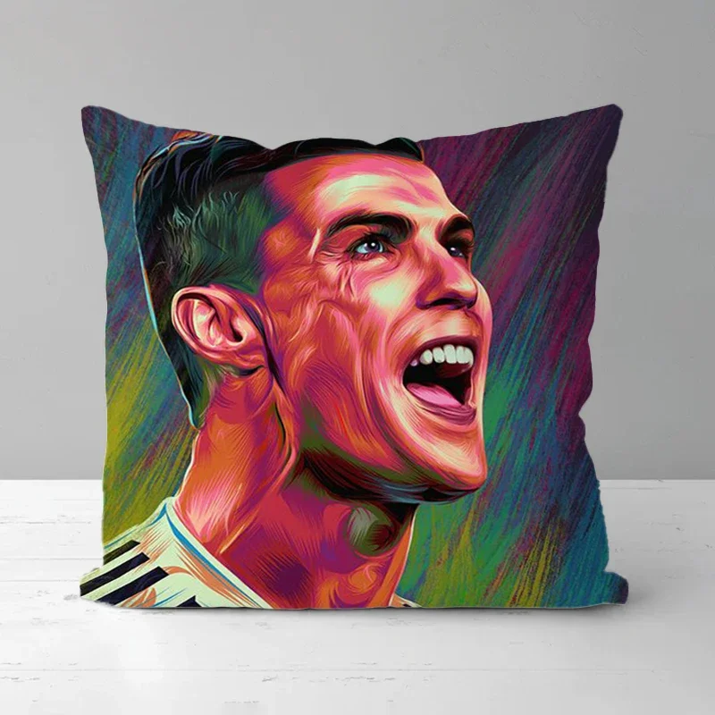 Room Decor Short Plush Throw Pillows Duplex Printing Custom Pillow Pillowcase CR7 Cristiano Ronaldo Cushion Cover 45*45 Cushions