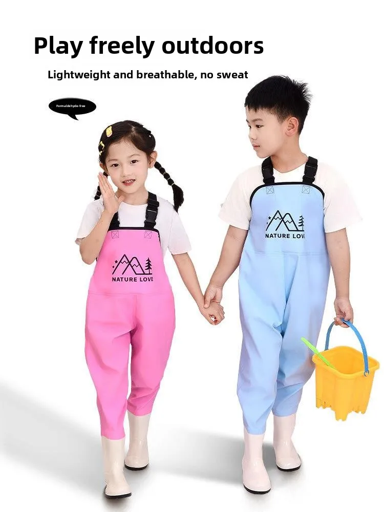children's-waterproof-overall-clothes-sand-and-water-playwear-nursery-downpour-suit-raincoat-and-boots-beach-fishing-gear
