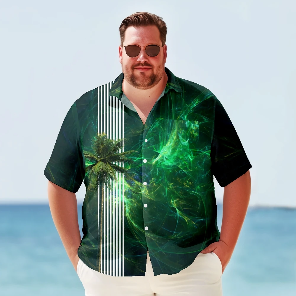 Hawaiian Shirt For Men Big & Tall Palm Trees Quick Drying Men's Shirts Summer Plus Size Y2kStreetwear Short Sleeve Oversized