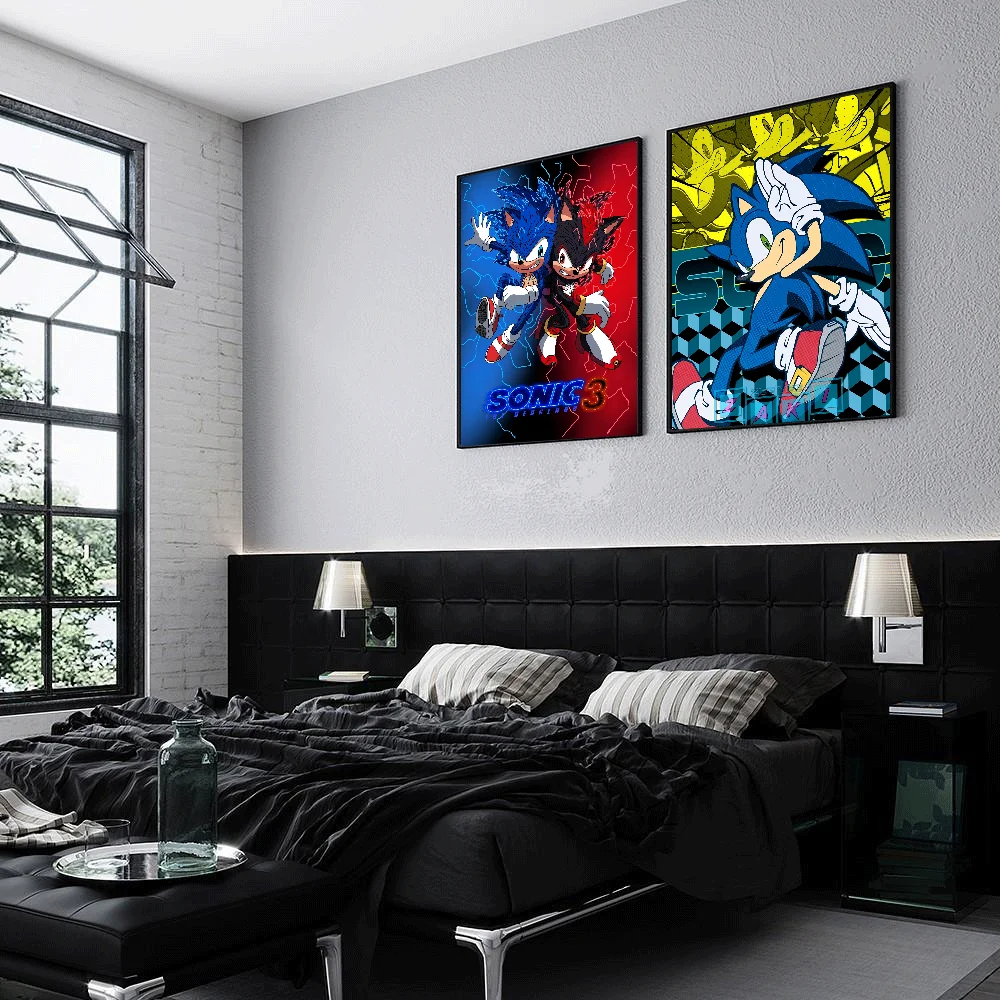 Video Games Sonics Poster Wall Art Home Decor Room Decor Digital Painting Living Room Restaurant Kitchen Art