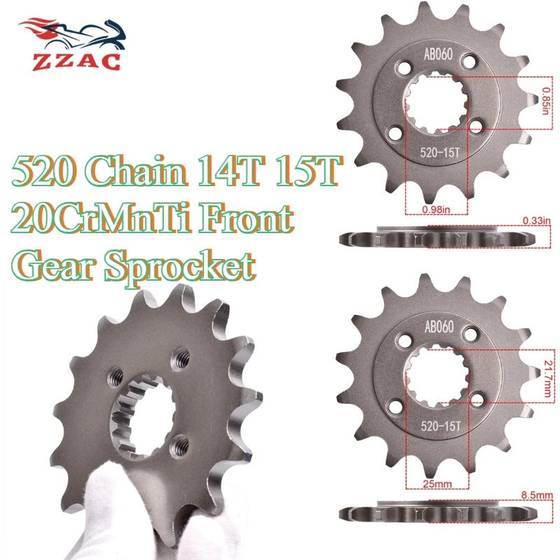 520 Chain 14T 15T 20CrMnTi Front Gear Sprocket For Honda XR600 1991-2000 TRX400 EX Sportrax 1999-2008 TRX400 X 2009-2014