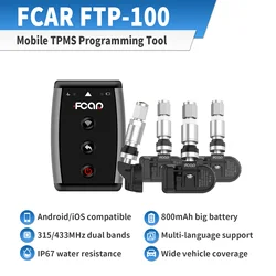 Fcar FTP-100 TPMS Tire Pressure Sensor Kit 315MHz and 433MHz Dual Bands with Communication Box and 4PCS Sensors Smart Car Tools