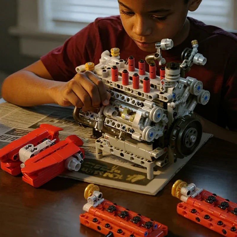 Nowe 488 Super Samochody Wyścigowe Silnik Motorizowany Symulacja Techniczna Klocki Konstrukcyjne Zestawy Ozdoby Prezenty Urodzinowe dla Dzieci Dorosłych Chłopców