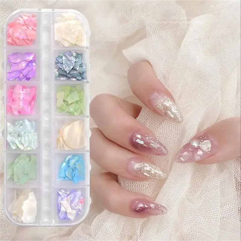 Abalone Shell For Nails Mother Of Pearl Nail Art Mica Slice Mermaid Glitter Flakes Summer Decoration Manicure Paillettes