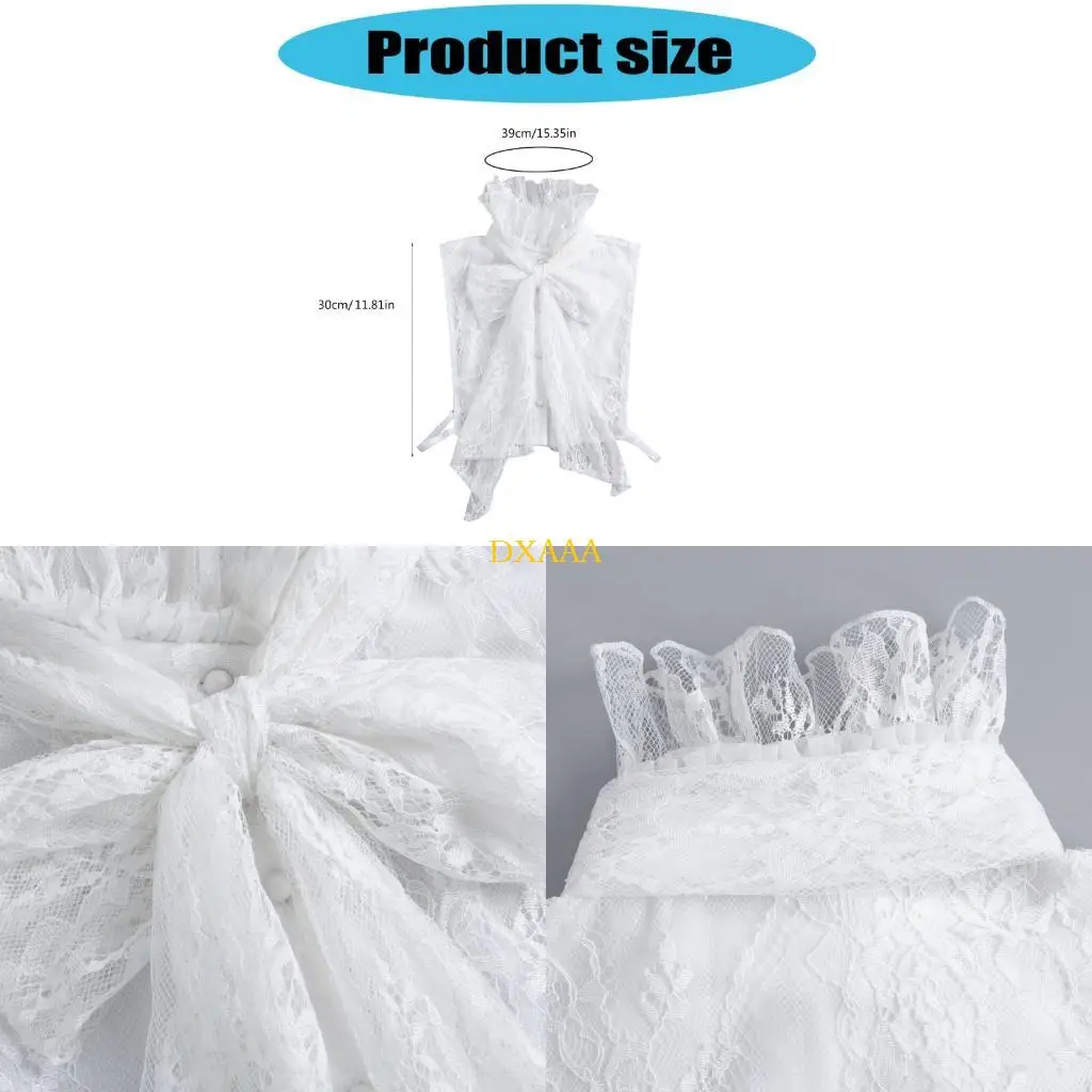 

DXAA Flower Lace False Collar Detachable Collar Ruffled Design Neckpiece Decorative Half Shirt Neckwear for Victorian Costume