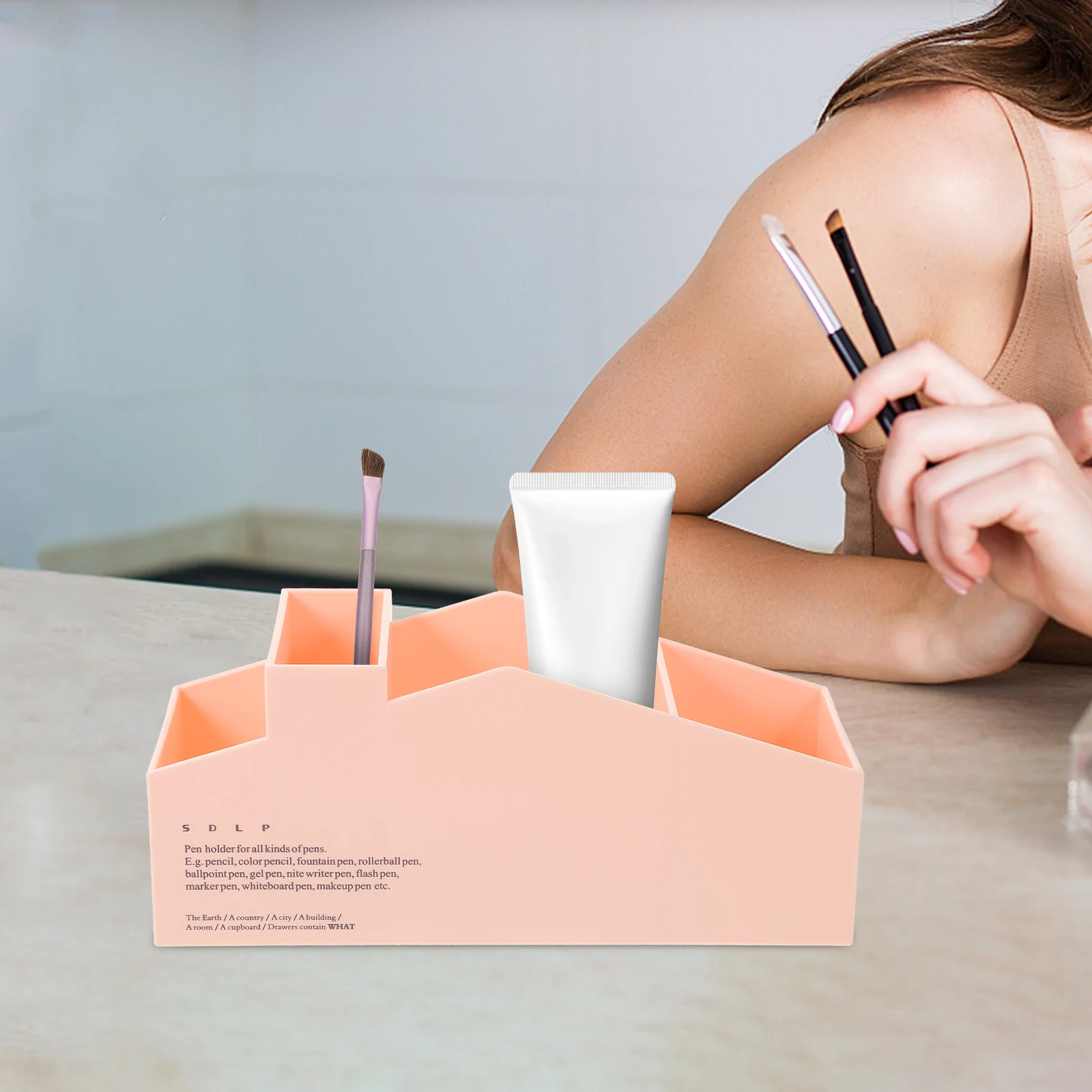 

Desktop Cosmetics Organizer Multi-Grid Sundries Storage Box Makeup Holder Pen Table Organizer Compartment Lipstick Box