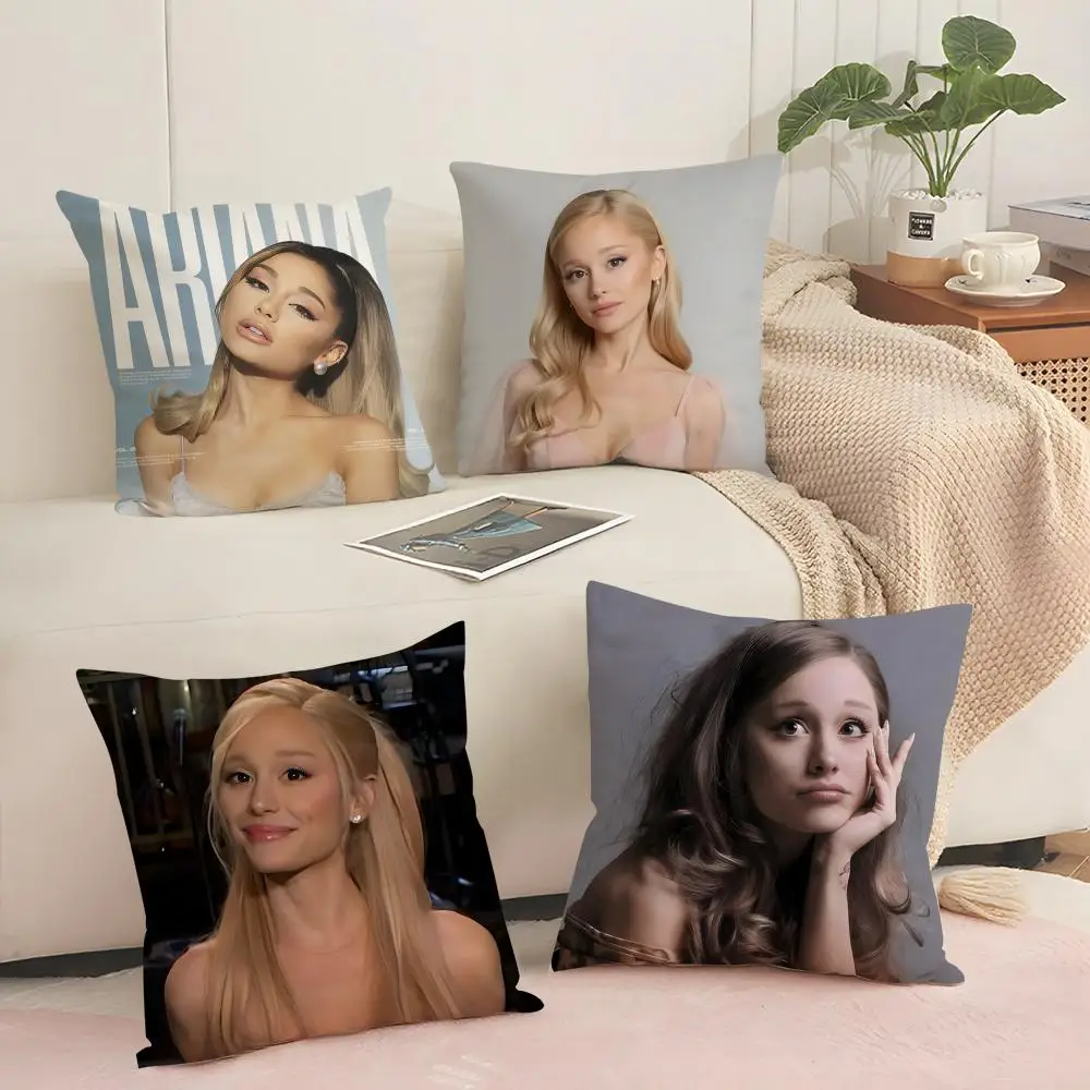Ariana Grande Cushion Cover Breathable Linen Pillow Cover Skin-Friendly Home Decor Pillowcase with Hidden Zipper
