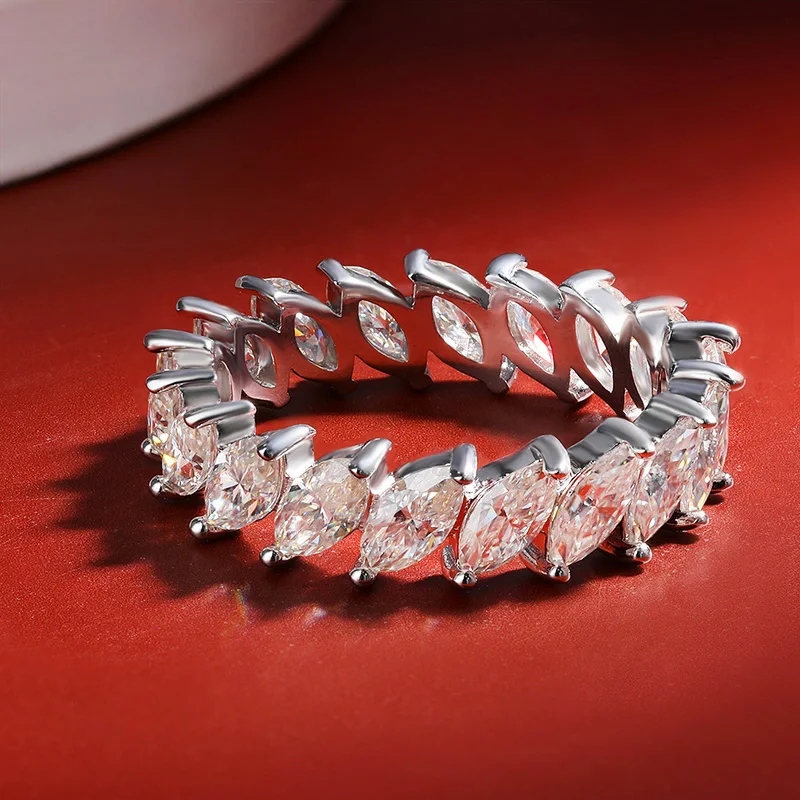 Oeves-Anillo de plata de primera ley y moissanita para mujer, sortija de boda, plata esterlina 100%, Diamante brillante, 925