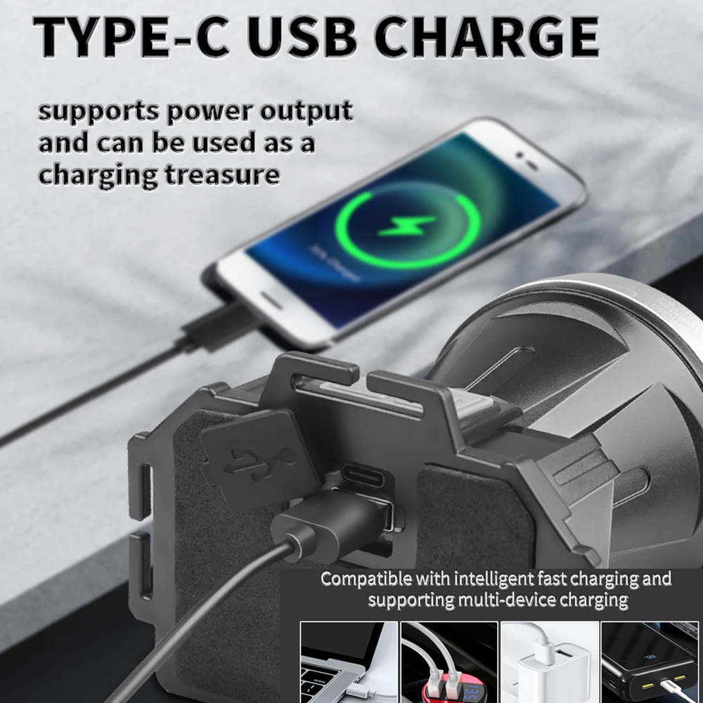 30W Motion Sensor LED Headlamp COB Head Torch USB Rechargeable Zoomable Headlight with Red COB Floodlight 6 Mode Front Lanterns