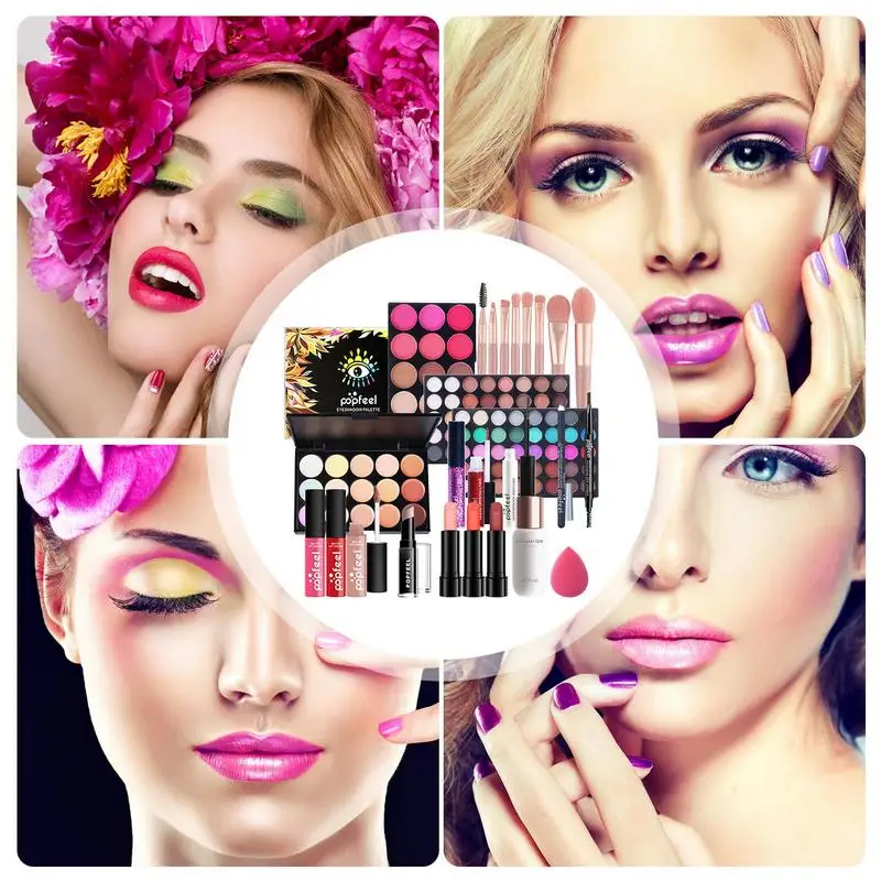 Bundle Makeup Set 24 pezzi trucco cosmetico All-in-One Set trucco Bundle trucco per adolescenti adulti include Set di pennelli trucco trucco