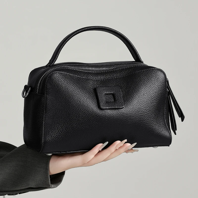 Luxury Designer Genuine Leather Handbag for Women Top Handle Bag Elegant Ladies Crossbody Shoulder Bag Vintage Daily Purse