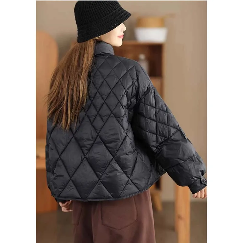 2026 New Parkas Female Stand Collar Puffer Tops Ladies Fashion Down Cotton Jacket Winter Women Long Sleeves Cotton Padded Coat 5