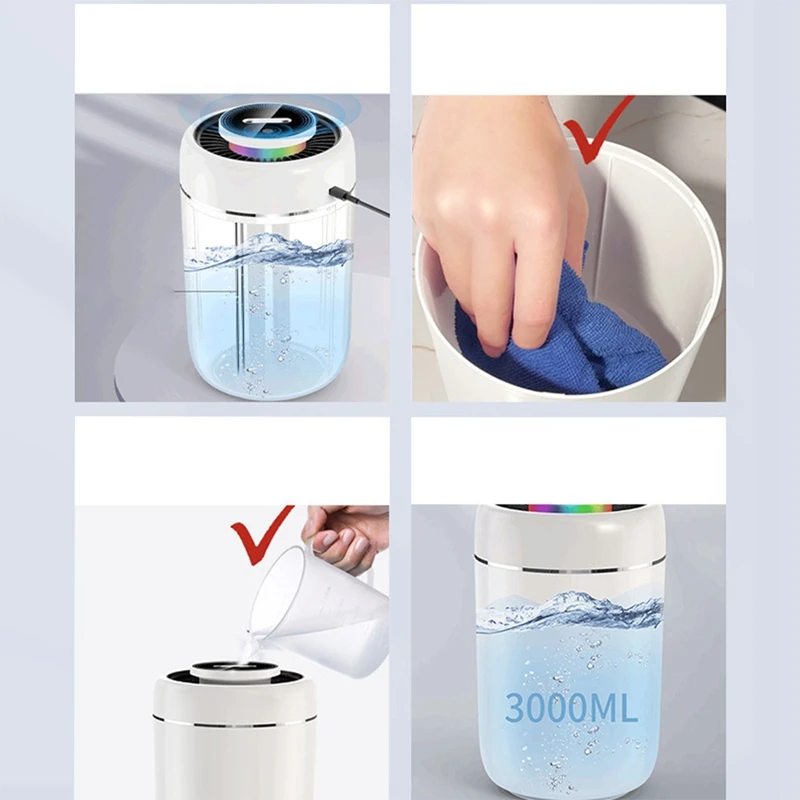 Humidifier Capacity Double Nozzle Diffuser Battery Rechargeable Air Humididicator Portable Home