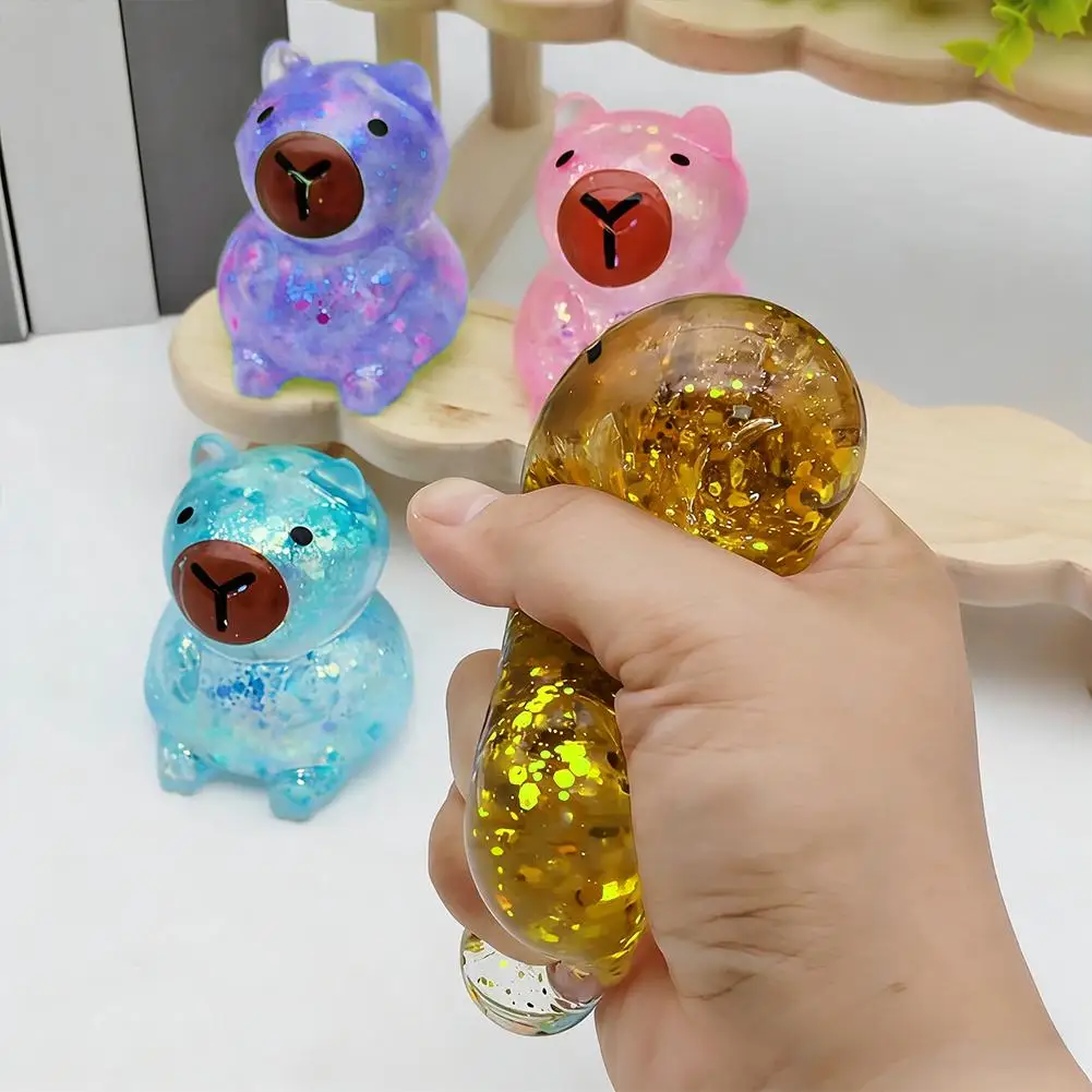 

Мягкая игрушка-антистресс Капибара с блестками, жевательная игрушка-фиджет для снятия стресса, подарок