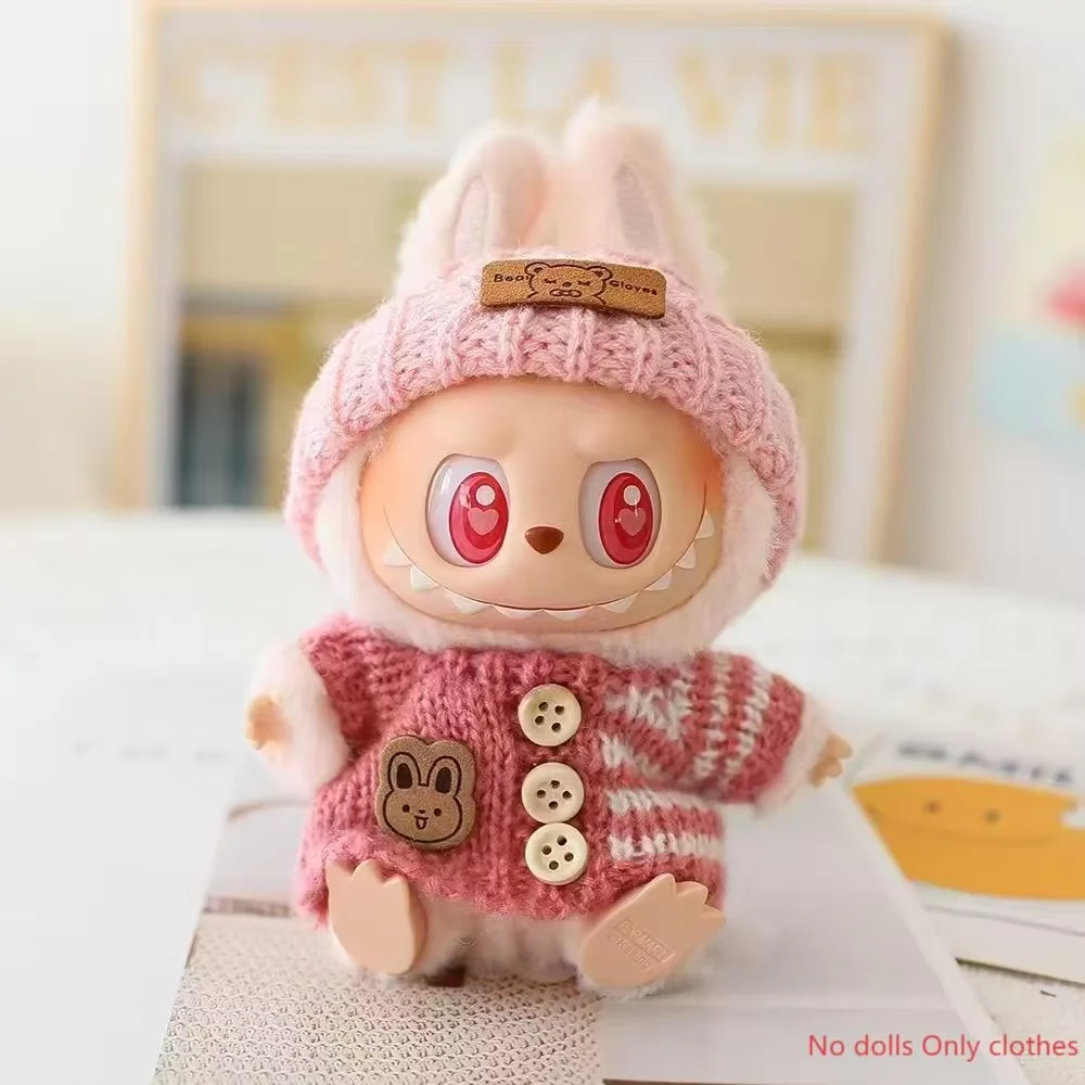 ل 15-17 سنتيمتر V1v2 V3 Labubu الملابس الزي Labubu يجلس حفلة الدب التسمية وشاح قبعة حقيبة دمى اكسسوارات لطيف الديكور #6