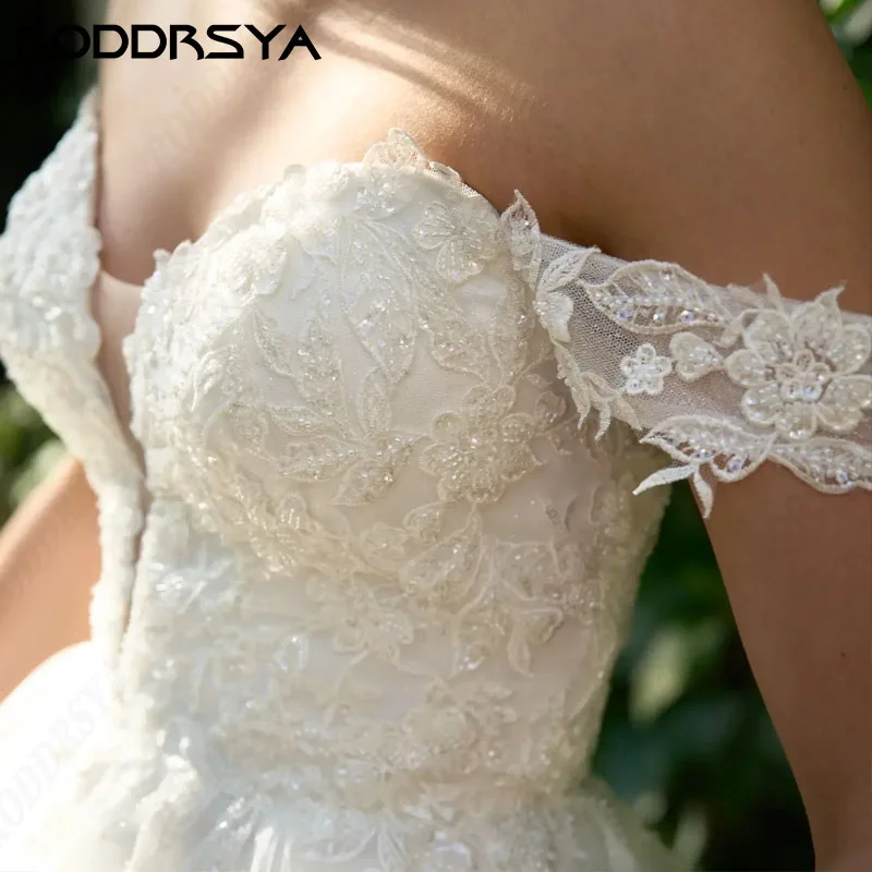 RODDRSYA-vestidos de novia de tul con volantes, traje elegante con hombros descubiertos, línea A, Espalda descubierta, boda sirena 2024 vestidos de novia de tul con volantes, traje elegante con hombros descubiertos, lí