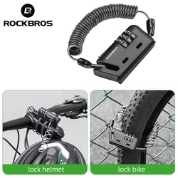 ROCKBROS Mini Helmet Lock Antitheft Bicycle Lock Ultralight Flexible Bike Lock 3 Digit Password Lock Motorcycle Helmet Lock Part