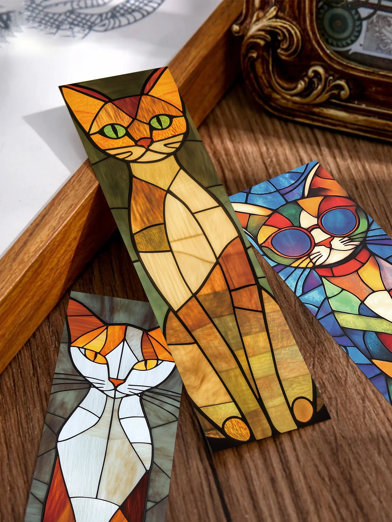 30pcs elegant cat glass texture bookmark reading book labeling student creative gifts paper card DIY page labeling bookmark