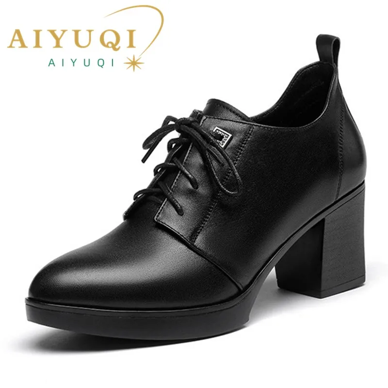 AIYUQI Scarpe eleganti da donna Primavera stile britannico 2024 Nuove scarpe singole con coperchi in vera pelle Scarpe da lavoro da donna di grandi dimensioni