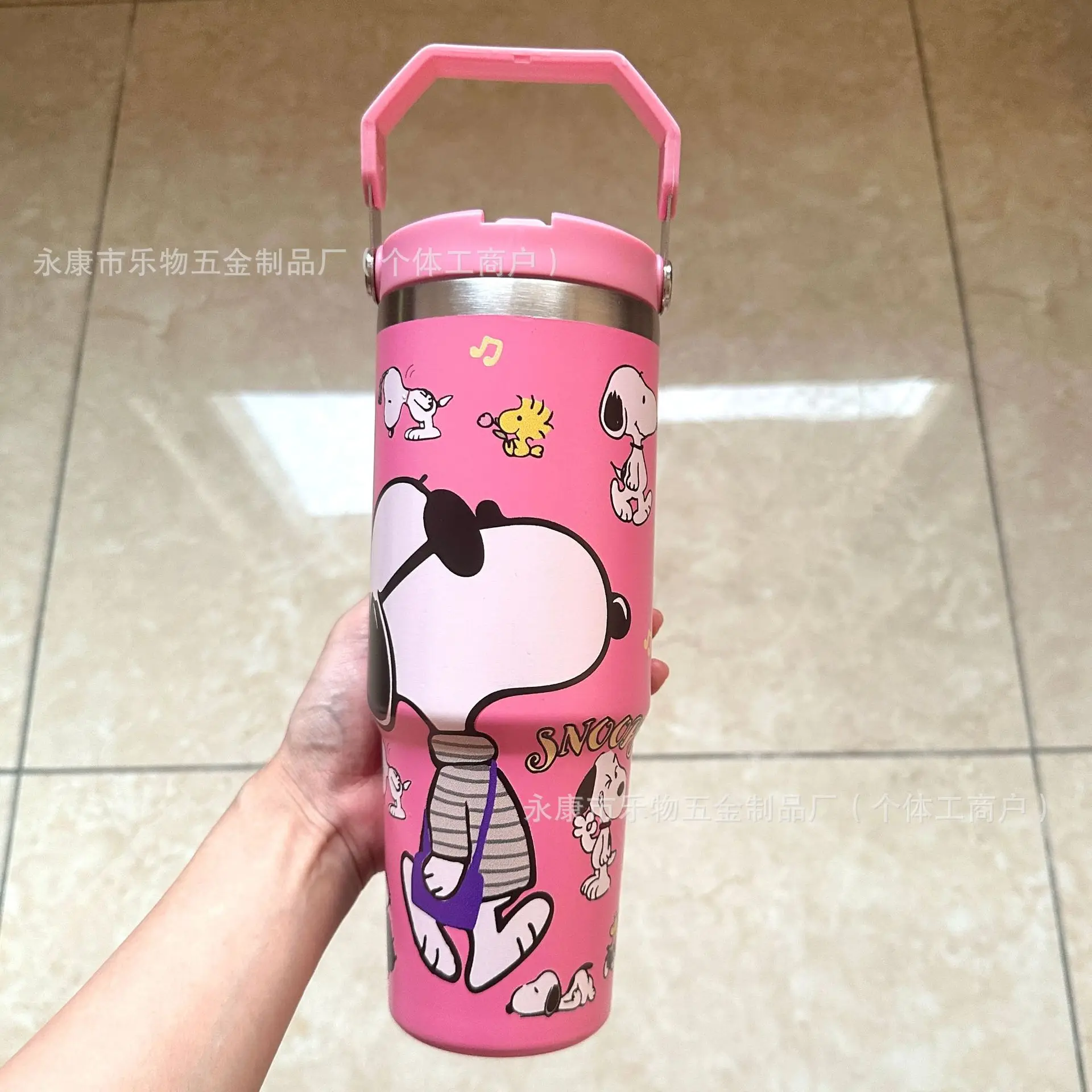 

900ml For Snoopy Water Cup Bottle Car Cup Vacuum Straw Cup 304 Stainless Steel Portable Insulated Bottle Christmas Gift