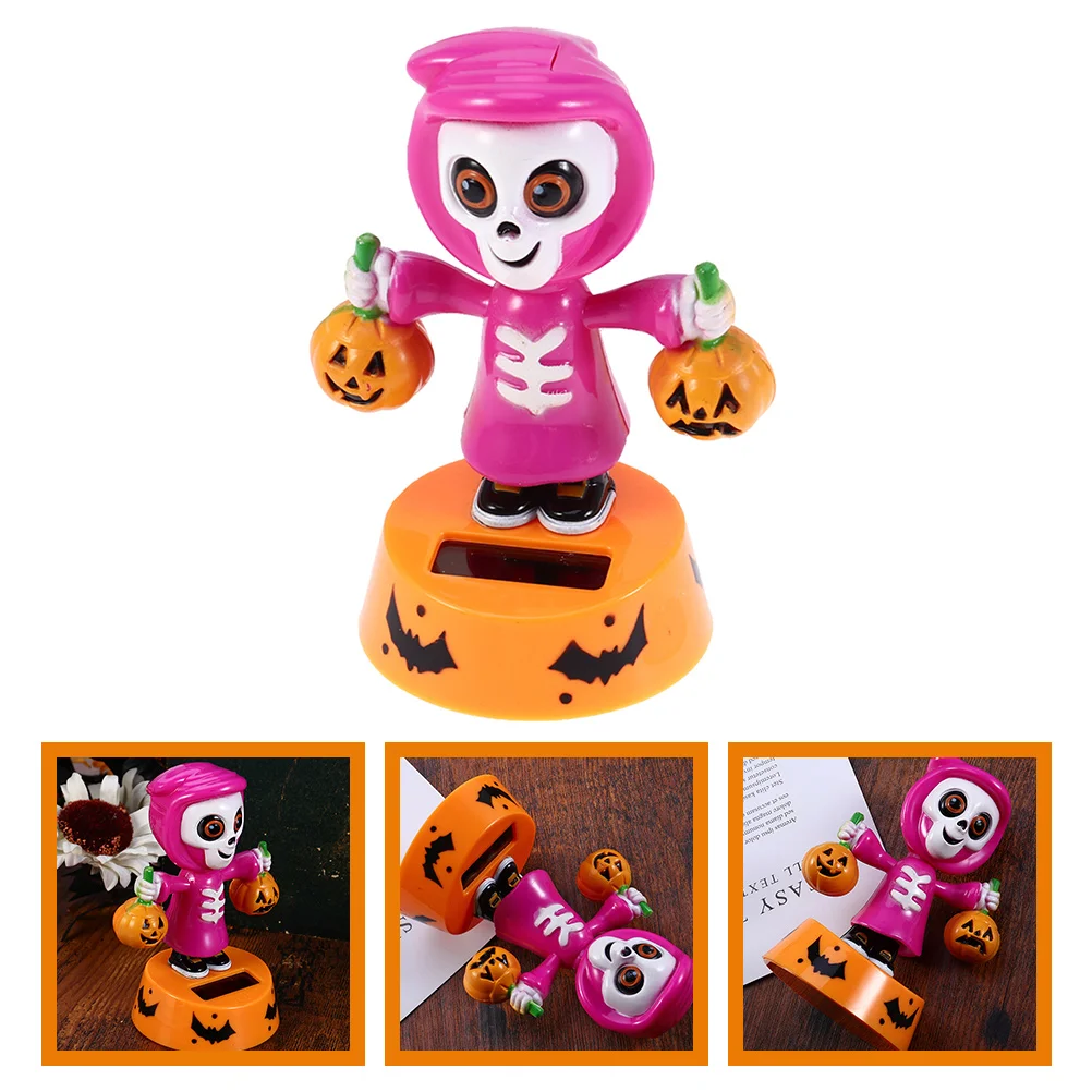 Ornamentos de abóbora dança solar fantasma decoração painel figuras halloween dançarino alimentado estatueta base