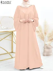 ZANZEA Fashion Women Sundress Ramadan Turkey Muslim Dress Robe Femme Solid Lantern Sleeve Solid Loose Abaya Hijab Islamic Cloth