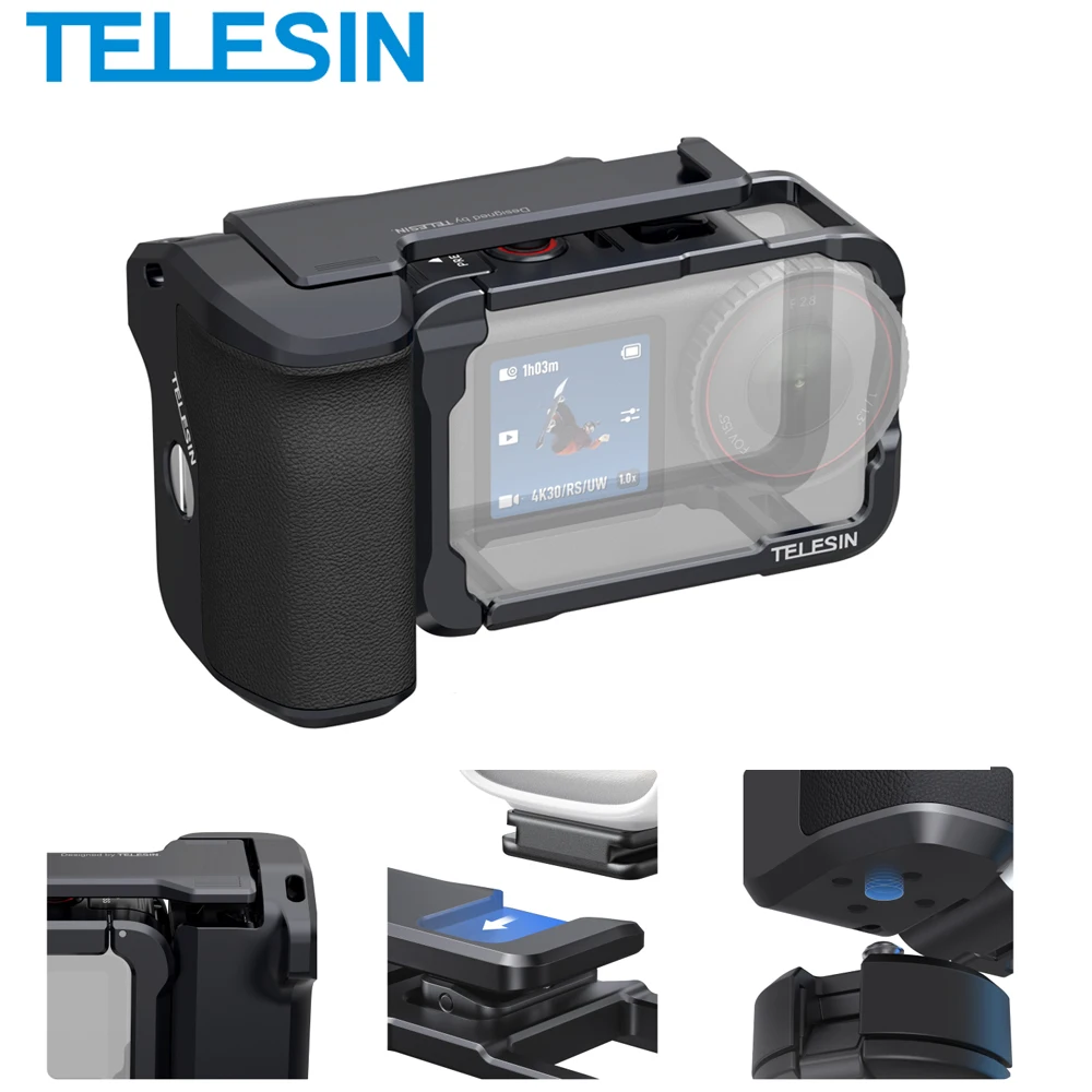 telesin-street-shoot-poignee-telecommande-lapin-cage-a-degagement-rapide-en-alliage-d'aluminium-etui-de-protection-kit-pour-dji-osmo-action6
