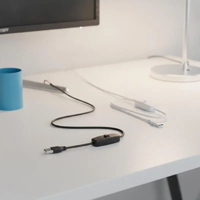USB Extension Cable with ON OFF Switch 2M Heat Resistant Power Line for LED Strip Lamp Kitchen Lighting
