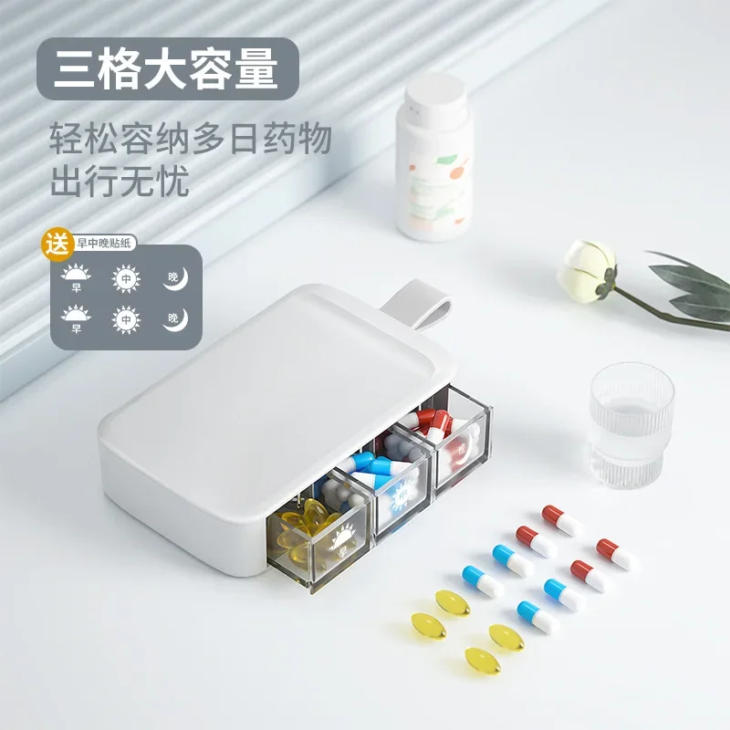 Portable Pop-up Medicine Box Food Grade Pill Storage Box Three Compartment Pill Container Storage Boxex Travel Medicine Box