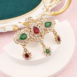 Moroccan Brooch Women Delicate Crystal Brooch Ethnic Wedding Jewelry Gold Full Rhinestone Bohemian Costume Accessories Brooches