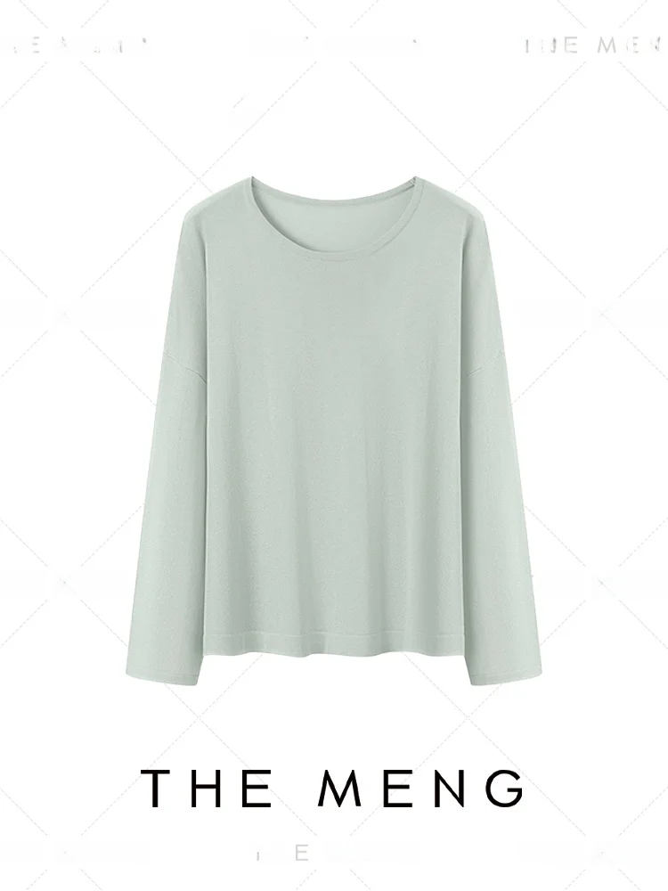 

Футболка женская Meng Silk Yarn Tee из ацетатного лиоцелла с длинным рукавом, гладкая, роскошная, повседневная, для дома, весенний сезон