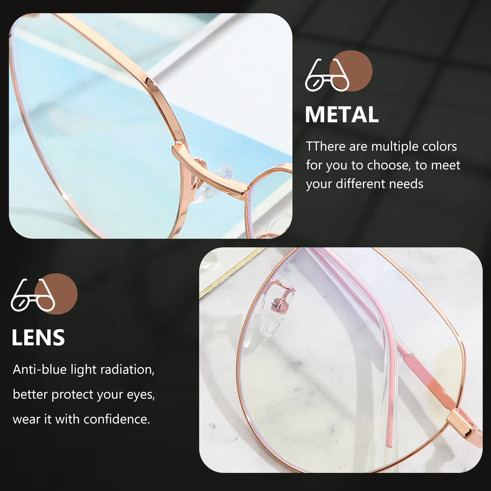 

Blue Light Blocking Glasses Decorative Eyewear Fashion Creative Frame Anti-Fatigue Computer Glasses for Daily Work Gaming