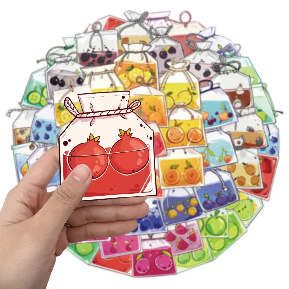 

50PCS Waterproof Transparent Fruit Tea Bag PET Material Decorative Guitar Notebook Waterproof Decorative Stickers
