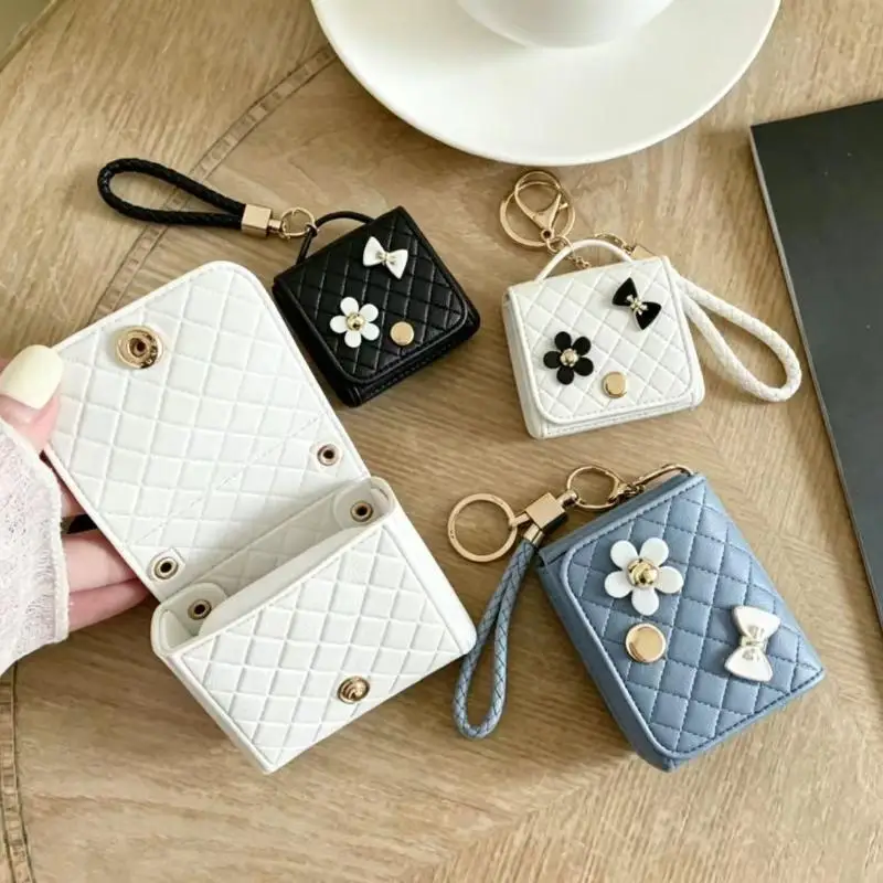 Water-resistant Mini PU Earphone Bag Keychain Portable Lightweight Small Pouch for Lipstick Outdoor Hiking Use