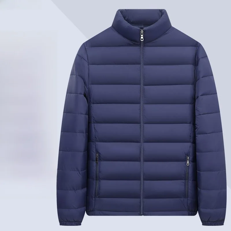 Men's Lightweight down Cotton Jacket Short Loose Large Size Casual Warm White Fluffy Stand Collar Cotton Coat Hooded Outerwear