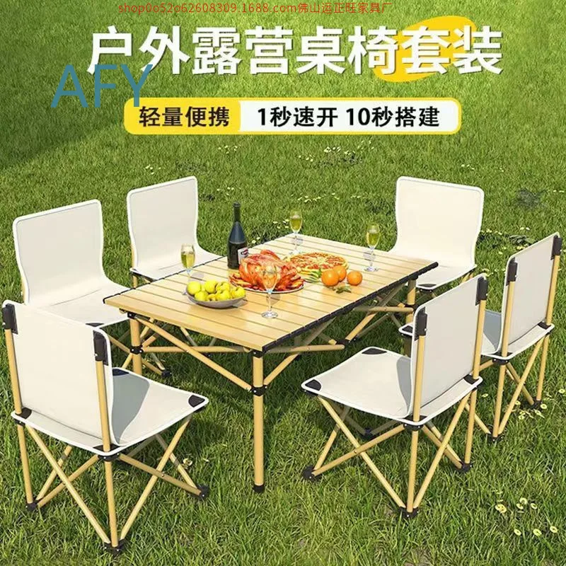 Portable Folding Camping Table and Chairs Set Egg Roll Table Outdoor Picnic Table for Pop Up Booths for Hiking Backpacking