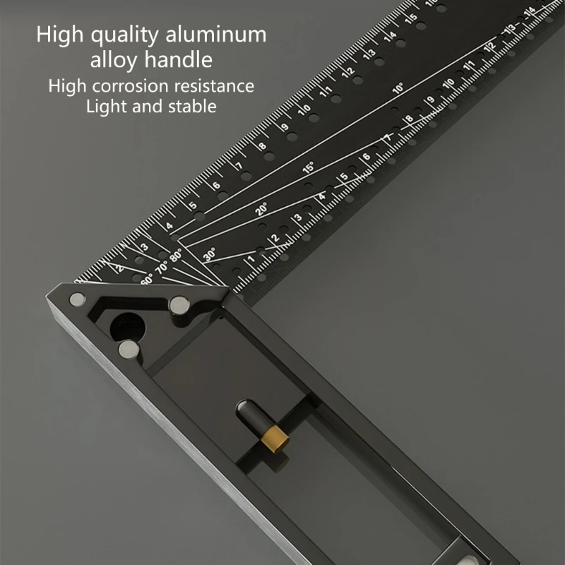 2024 New Professional Easy Reads Aluminum Carpenter Square, 12inch/15.7inch Right Angles Measuring Rule Tool Woodworking