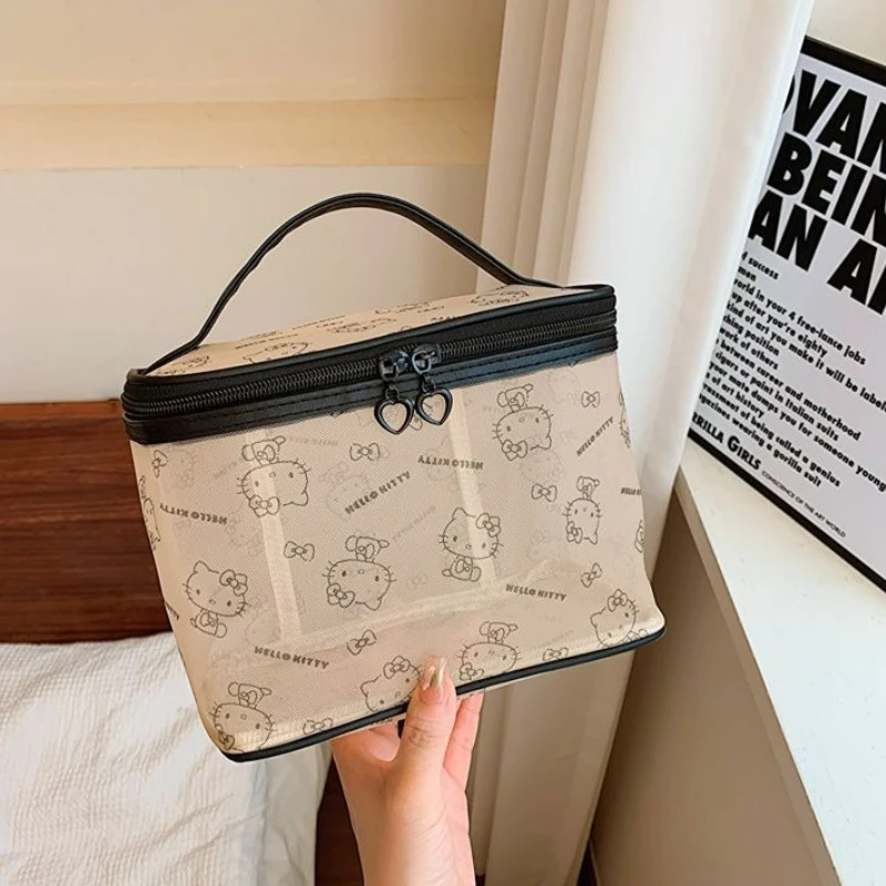

Портативная косметичка Kawaii, дорожный набор для туалетных принадлежностей, женский органайзер для макияжа, косметичка с мультяшным принтом, сетчатая сумка для хранения помады.
