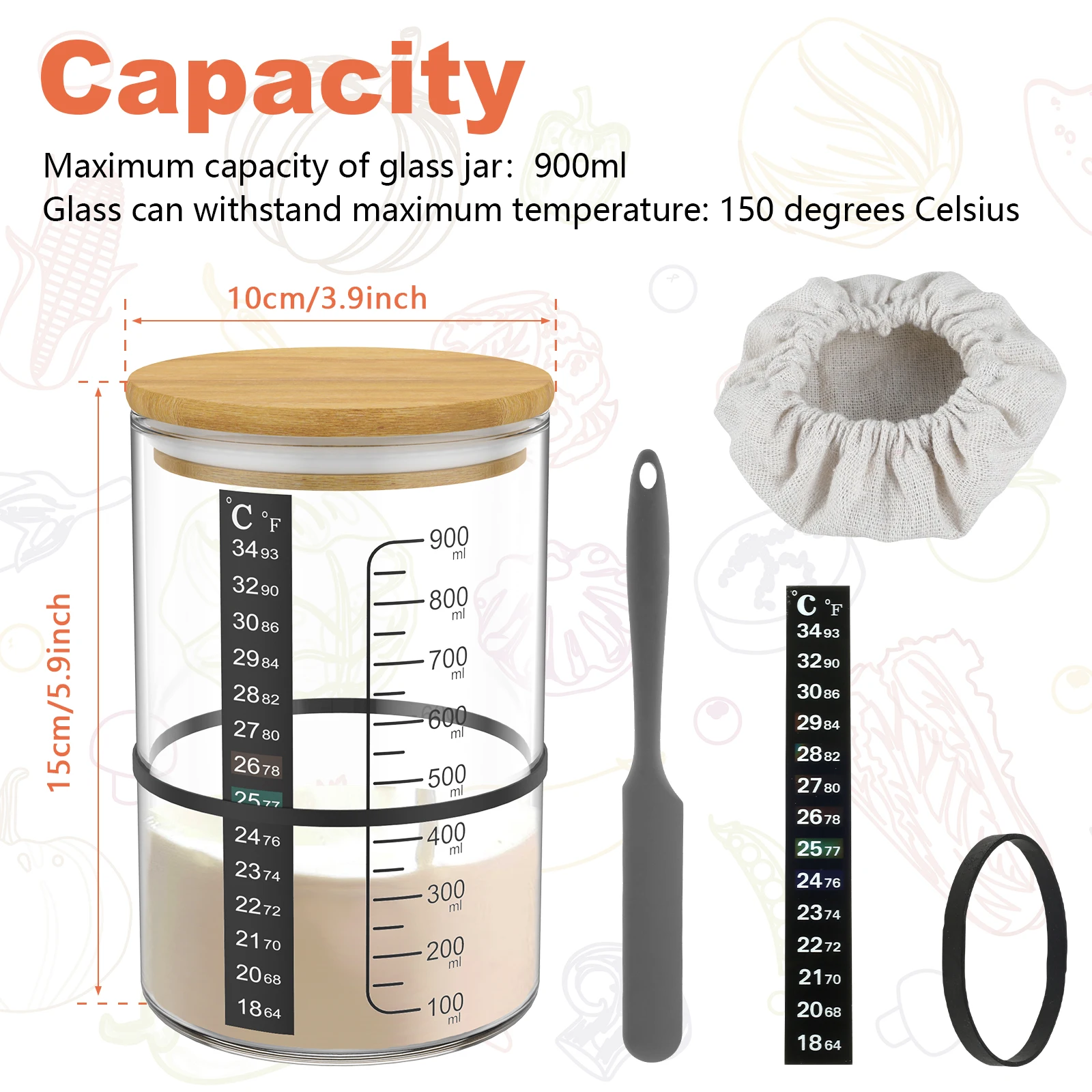 Zuurdesem Starter Jar Kit Zuurdesem Starter Container Bakken Gisting Pot Voedsel Opslag Pot Keuken Brood Bakken Accessoires