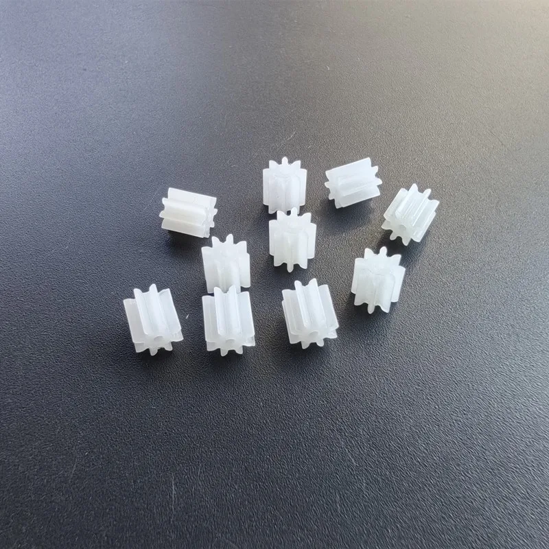 10PCS/bag 0.5M Plastic Gear 8T Teeth Toy RC Model Car Drone Engine Mini Coreless Motor 1mm/0.8mm Shaft Transmission Pinion Gear