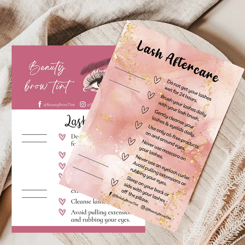 Custom Brow Tint Aftercare Cards and Eyebrow Tint Salon Aftercare Cards10X14cm Eyelash Instructions   Beautician Aftercare Cards