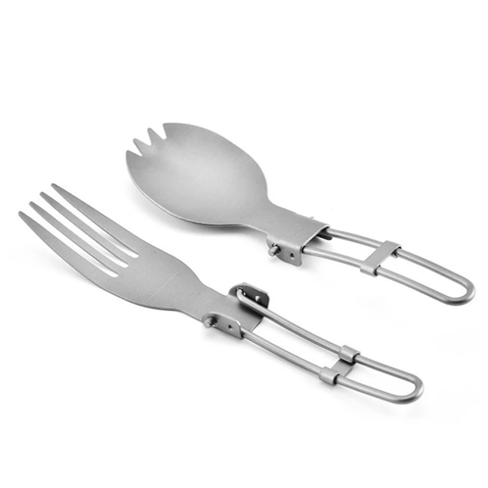 

Foldable Fork Titanium Durable Picnic Camping Collapsible Tableware Portable Outdoor Travel Utensils Stainless Steel