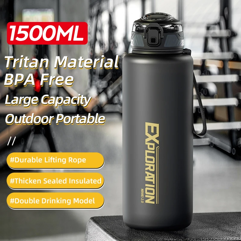 Large Capacity Mug Gradient Color Sports Bottle Outdoor Portable Leak-proof Water Bottle with Capacity Marker Travel Fitness Fro