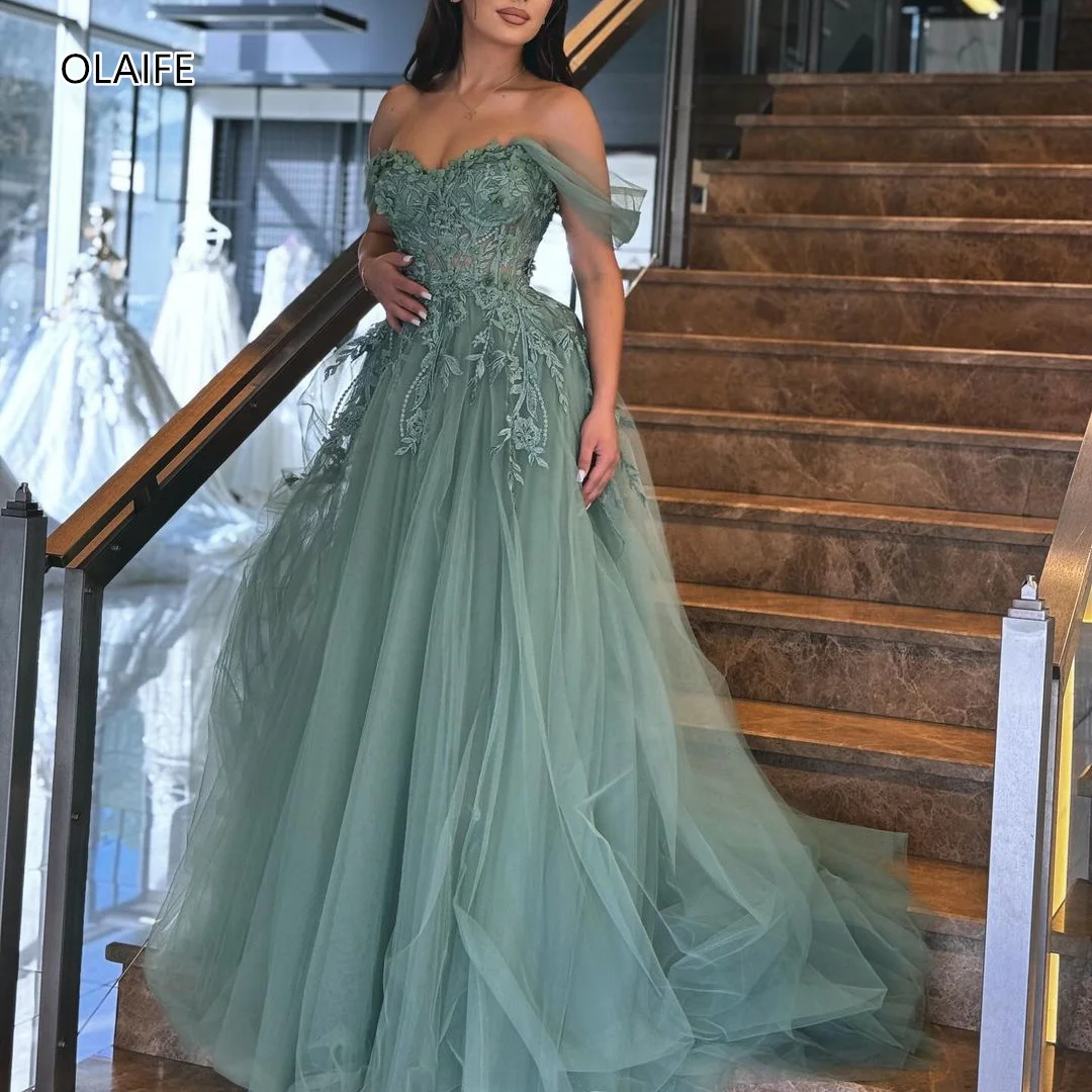 Luksusowe sukienki wieczorowe z aplikacjami A Line Princess Prom Dress Maxi Dress vestidos de fiesta فساتين levenن esaبات Wee