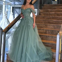 Luxury Evening Dresses with Appliques A Line Princess Prom Dress Maxi Dress vestidos de fiesta فساتين للمناسبات الرسمية