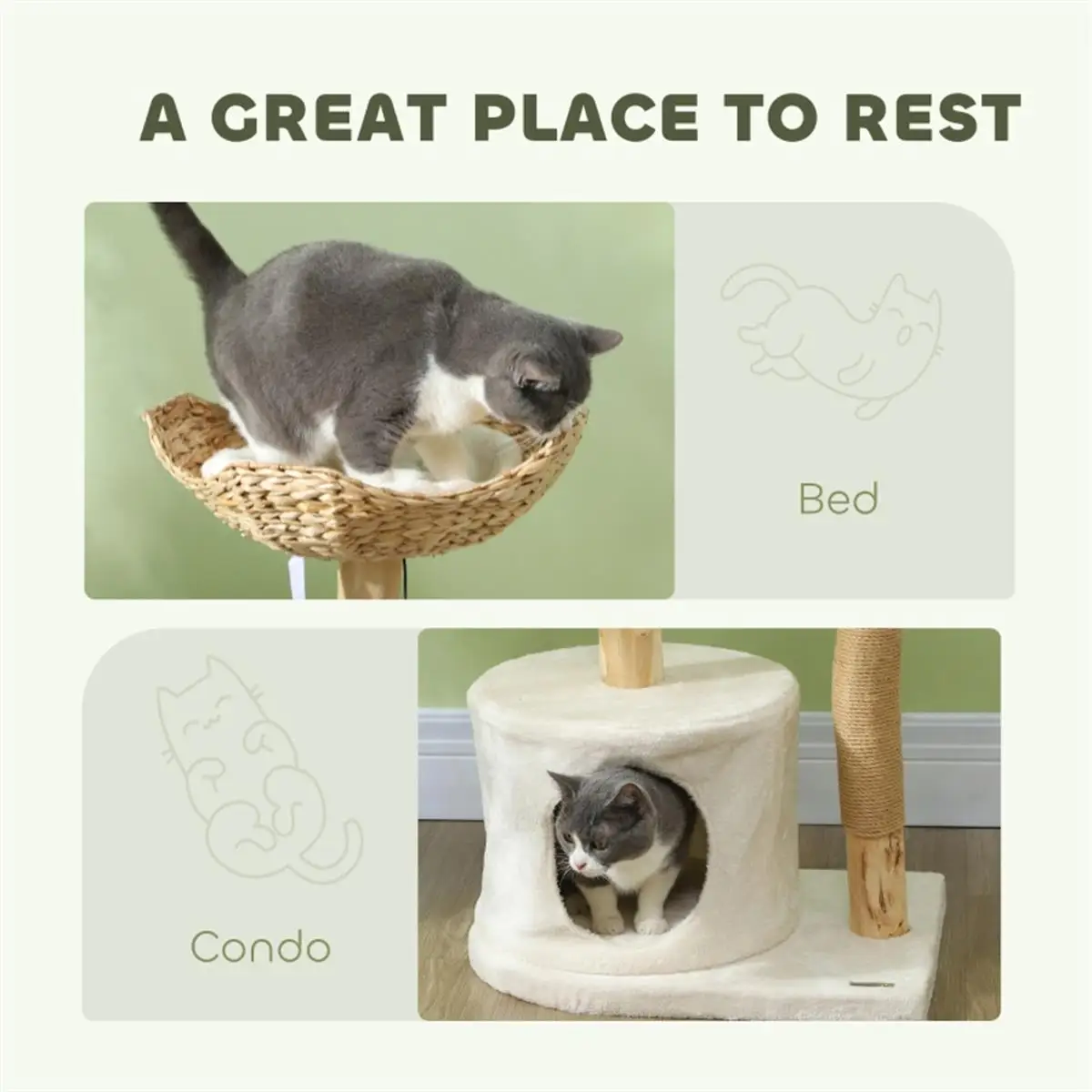 Luxury Cat Tree Tower with Multi-Level Scratching Posts & Cozy Hideouts for Cats
